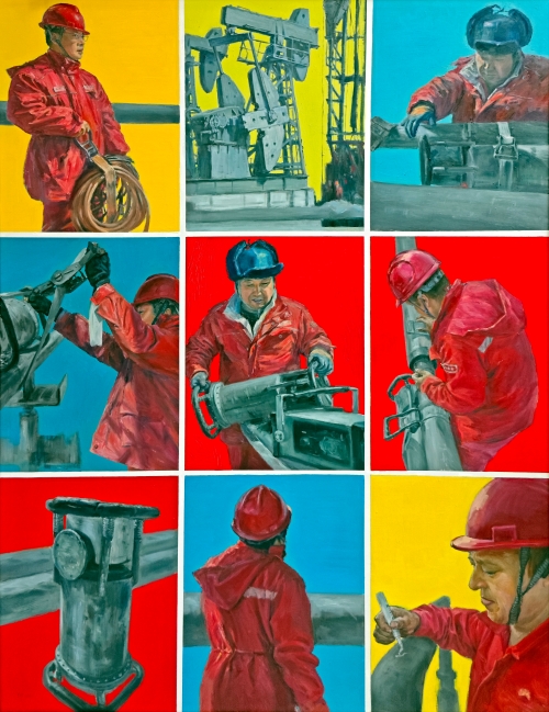 58-夏鵬-中國(guó)石油天然氣股份有限公司-油畫(huà)-爸爸的朋友圈-160x120cm外框尺寸175x135ccm