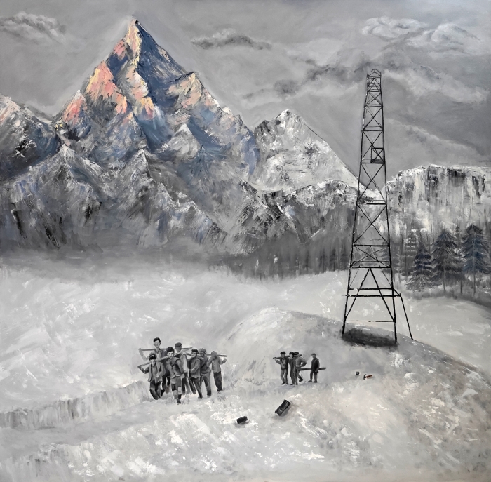 59-陶恩東-云南省地質(zhì)礦產(chǎn)勘查開發(fā)局-油畫-雪玲星光 百年榮光-180X180cm-外框尺寸180X180cm