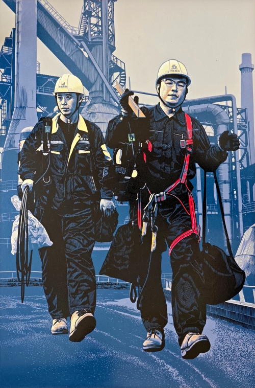 77-李鵬-中國(guó)石油天然氣集團(tuán)有限公司-勞動(dòng)者-版畫-105×70cm-外框尺寸126x86cm