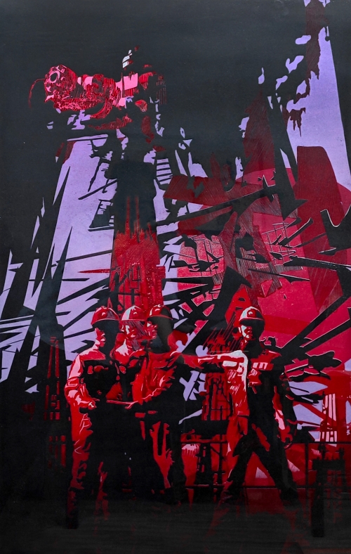 90-南雪萍-中國(guó)石油天然氣股份有限公司-版畫(huà)-朝陽(yáng)·新華北110X70cm-外框尺寸126X86cm