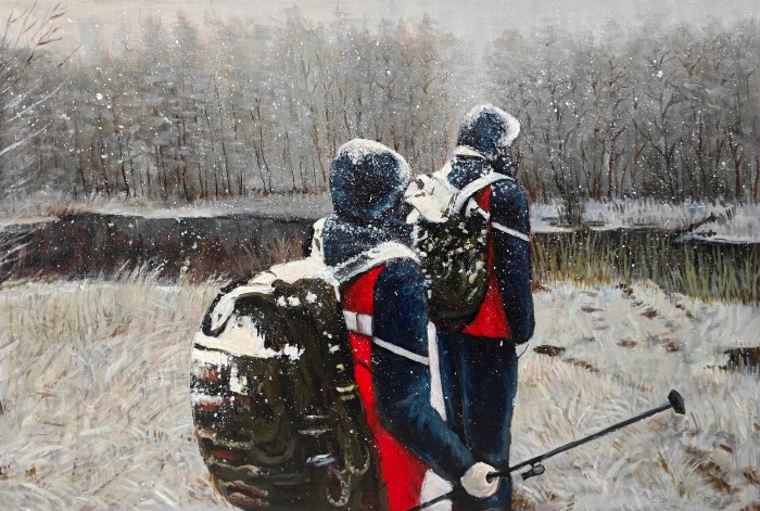 56-林祥朋-中國地質(zhì)調(diào)查局-油畫“傲霜斗雪”最美地質(zhì)調(diào)查員-90X60cm外框尺寸-90X60cm