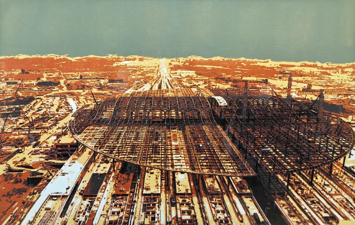 67-王景芬-版畫-啟航·雄安高鐵-外框尺寸-126X86CM
