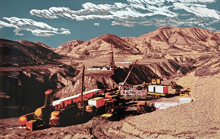 73-劉軍學(xué)-中國(guó)石油天然氣集團(tuán)有限公司-流動(dòng)的旋律-版畫(huà)-70x110cm-外框尺寸126x86cm