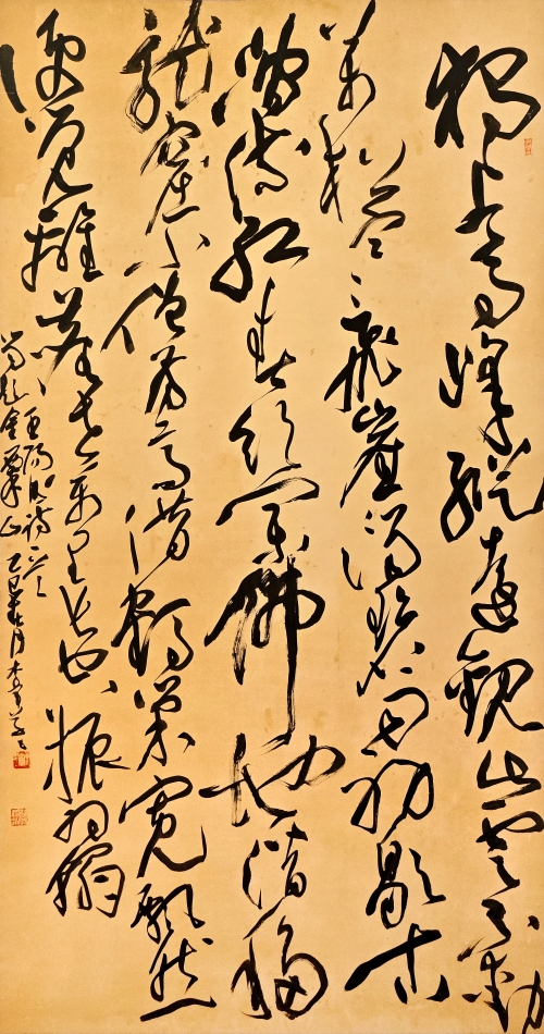 102-李軍-浙江省能源集團有限公司-王陽明詩《留題金粟山》-草書-180×97cm-外框尺寸234X107cm