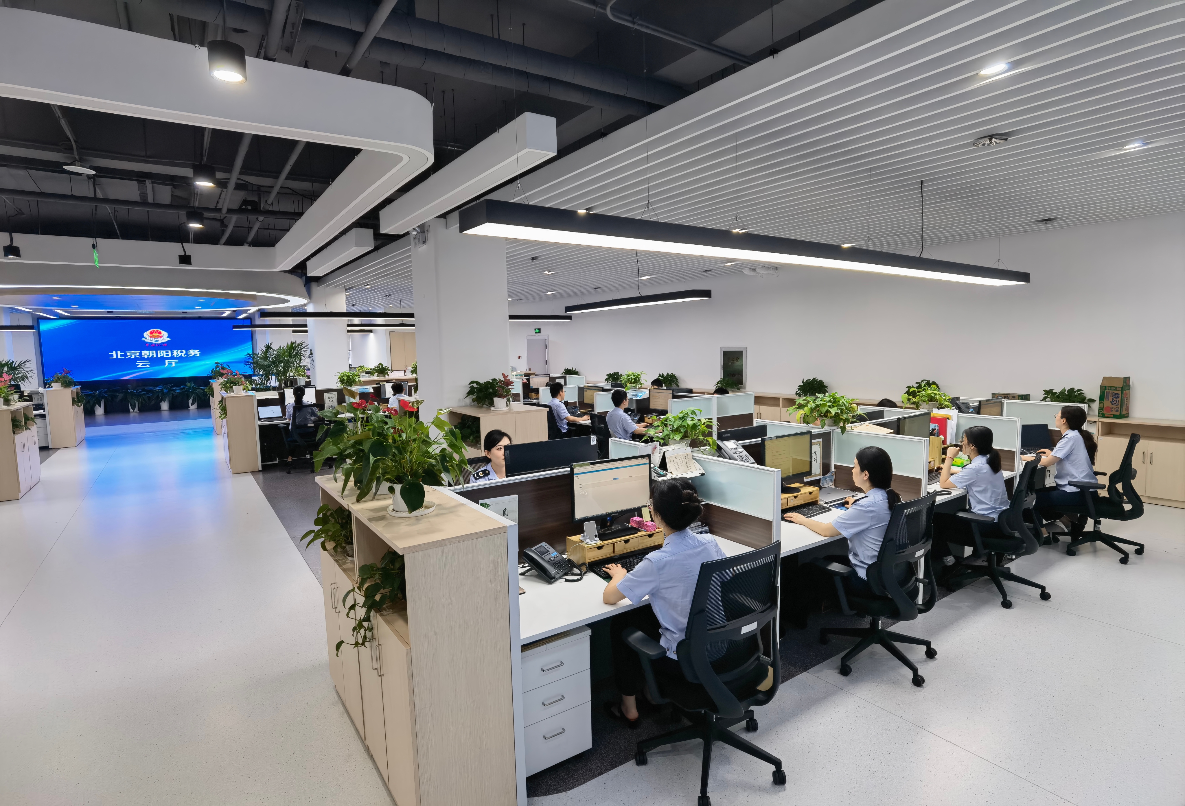 1-北京市首個非接觸式辦稅服務(wù)廳-朝陽稅務(wù)云廳工作場景