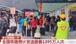 視頻丨春節(jié)假期第一天 全國(guó)鐵路預(yù)計(jì)發(fā)送旅客1395萬(wàn)人次